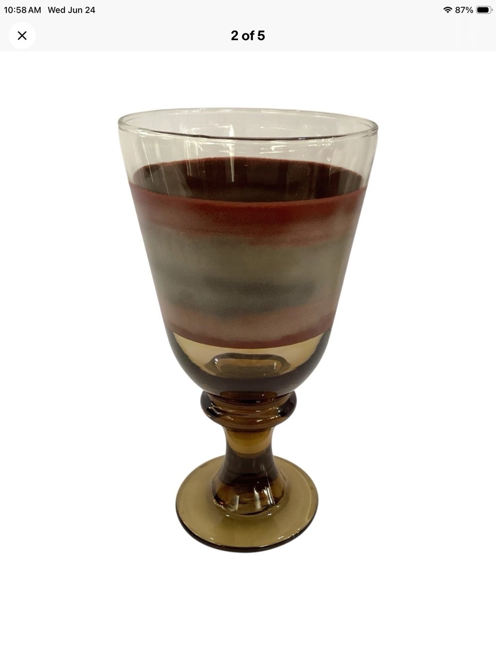 Vintage Libbey Sango Nova Brown Ombre Pedestal Goblets – Set of 3 Glasses - Picture 3 of 4